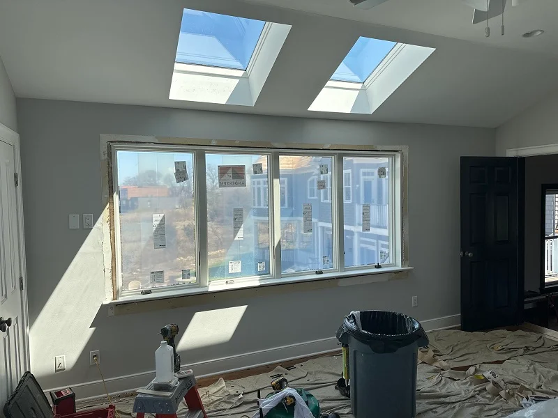 Beginning to install the interior trim around this Andersen 400 Series Casement window in Norwalk, CT